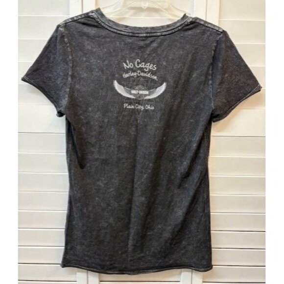 Harley-Davidson Womens Acid Wash V-Neck Graphic Tee Medium - Picture 2 of 4